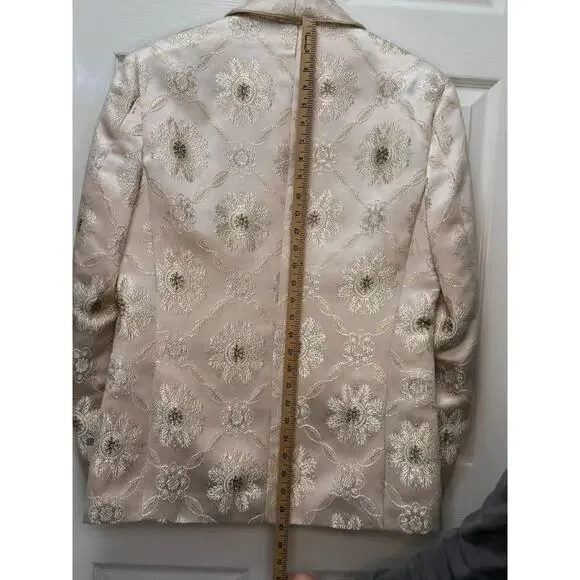 Kent & Park Cream Gold Embellished Tuxedo Jacket 40R J103 Italy Formal - Picture 9 of 13